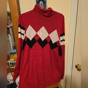 Stylish Red Argyle Women's Sweater LB Size 14/16